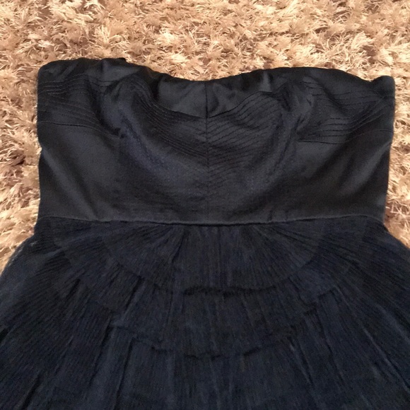 BCBG Navy Tulle Ruffle Strapless Dress - Picture 5 of 8